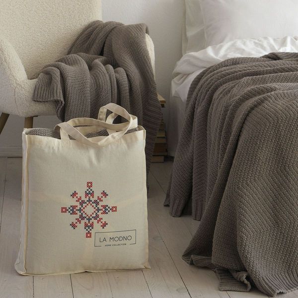 Покривало 150x200 LA MODNO WoolCotton Balance Mink (50% вовна, 50% бавовна) коричневе 200420 фото