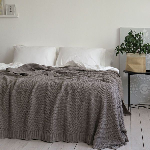 Покривало 150x200 LA MODNO WoolCotton Balance Mink (50% вовна, 50% бавовна) коричневе 200420 фото