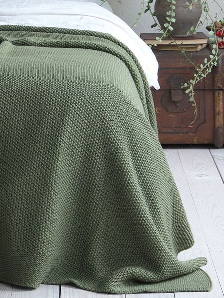 Покривало 220x240 LA MODNO Corn Olive (50% бавовна, 50% акрил) оливкове 200335 фото