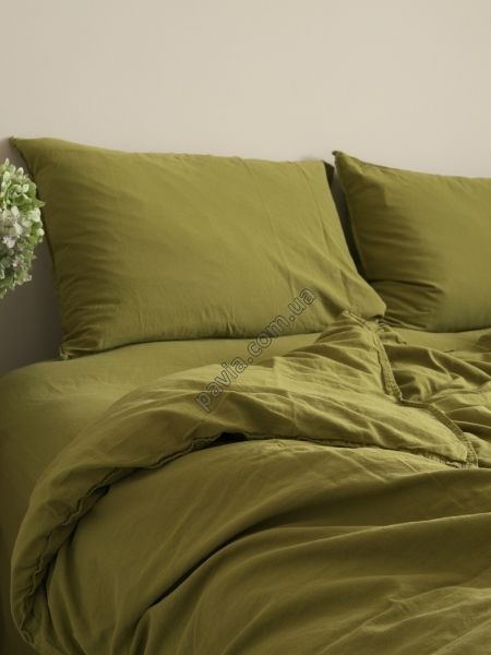 Комплект постільної білизни 160x220 LIMASSO OLIVE STANDART оливковий 800371 фото