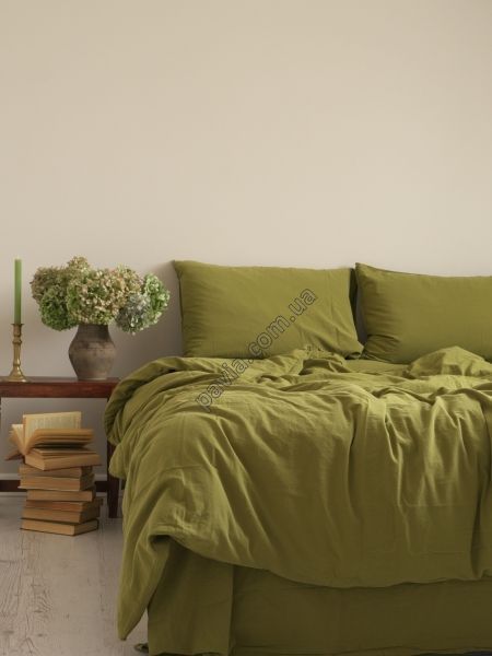 Комплект постільної білизни 160x220 LIMASSO OLIVE STANDART оливковий 800371 фото