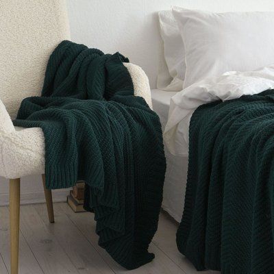 Покривало 130x170 LA MODNO WoolCotton Balance Emerald (50% вовна, 50% бавовна) темно-зелене 200425 фото