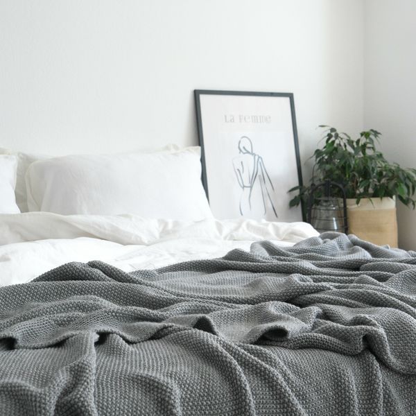 Покривало 170x240 LA MODNO Corn Gray (50% бавовна, 50% акрил) сіре 200347 фото