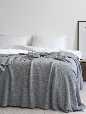 Покривало 220x240 LA MODNO Corn Gray (50% бавовна, 50% акрил) сіре 200348 фото