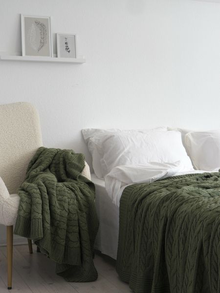 Покривало 170x240 LA MODNO Genova Olive (50% бавовна, 50% акрил) оливкове 200263 фото