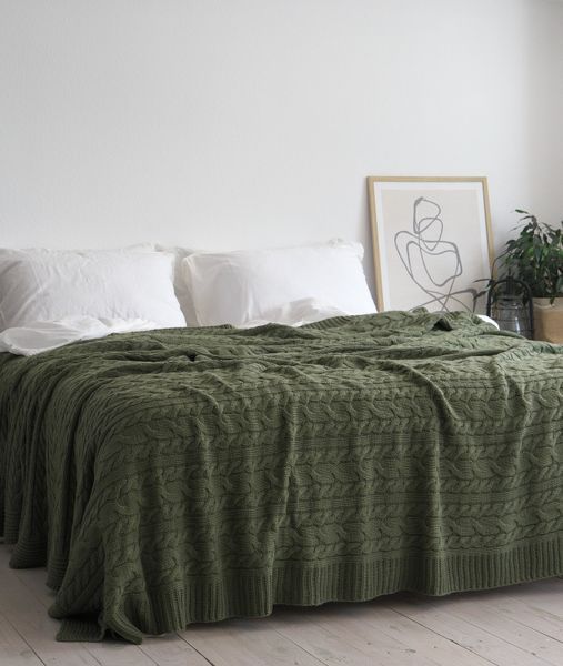 Покривало 170x240 LA MODNO Genova Olive (50% бавовна, 50% акрил) оливкове 200263 фото