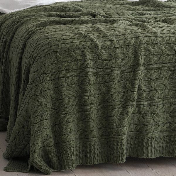 Покривало 170x240 LA MODNO Genova Olive (50% бавовна, 50% акрил) оливкове 200263 фото