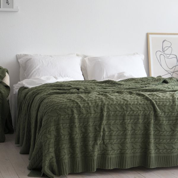 Покривало 170x240 LA MODNO Genova Olive (50% бавовна, 50% акрил) оливкове 200263 фото