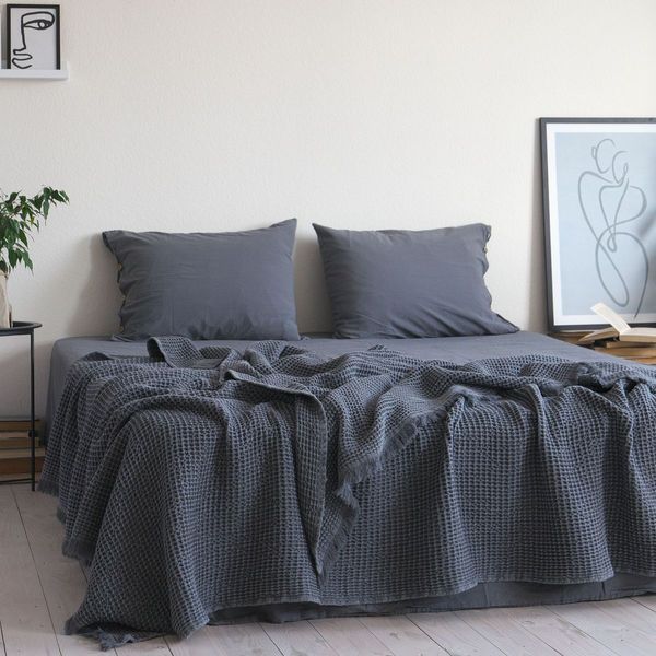 Комплект простирадло 240х260 з наволочками 50х70 (2шт.) LA MODNO STONEWASHED Anthracite 200393 фото
