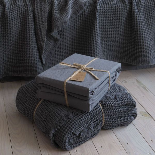 Комплект простирадло 240х260 з наволочками 50х70 (2шт.) LA MODNO STONEWASHED Anthracite 200393 фото