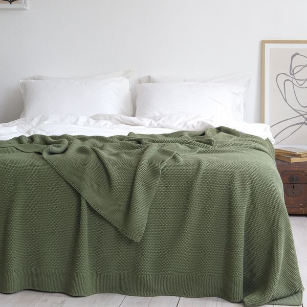 Покривало 170x240 LA MODNO Corn Olive (50% бавовна, 50% акрил) оливкове 200334 фото