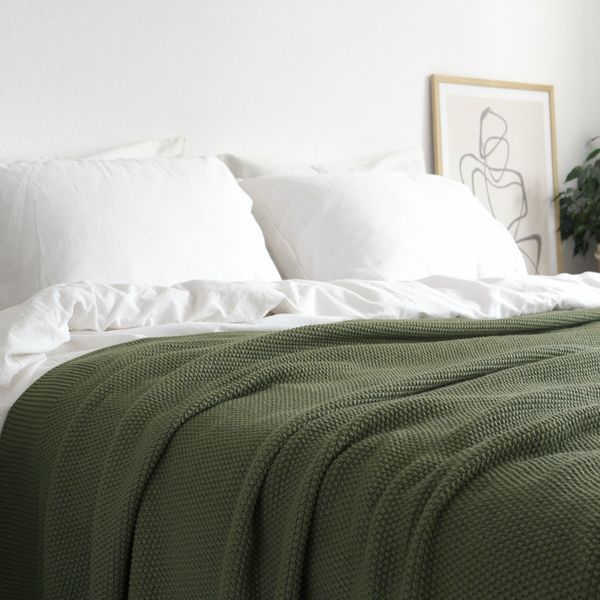 Покривало 170x240 LA MODNO Corn Olive (50% бавовна, 50% акрил) оливкове 200334 фото
