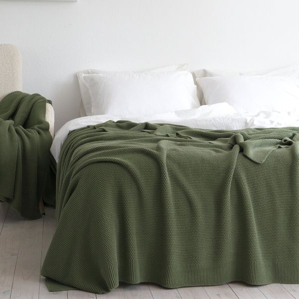 Покривало 170x240 LA MODNO Corn Olive (50% бавовна, 50% акрил) оливкове 200334 фото