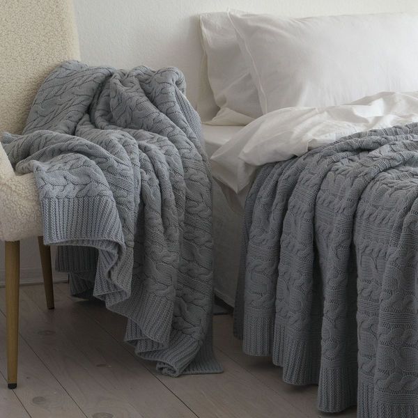 Покривало 170x240 LA MODNO Genova Sky Gray (50% бавовна, 50% акрил) сіро-небесне 200239 фото
